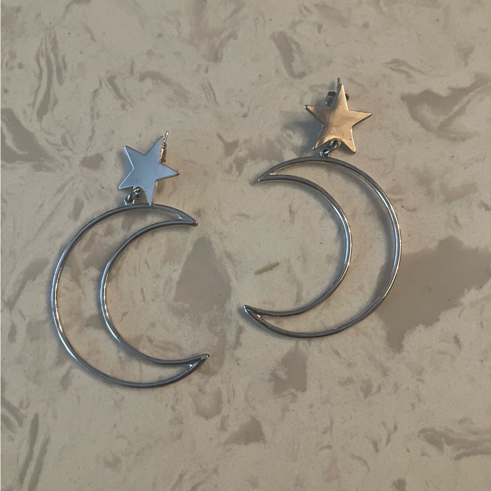 Vanessa Mooney Silver Moon and Star Earrings